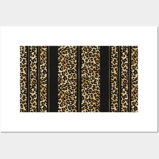 Wildly Wonderful Leopard Stripes Animal Print with Pretty Simple Gold Stripe Posters and Art